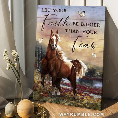 Horse Painting, Flower Field, Purple Sky, Let Your Faith Be Bigger Than You F...