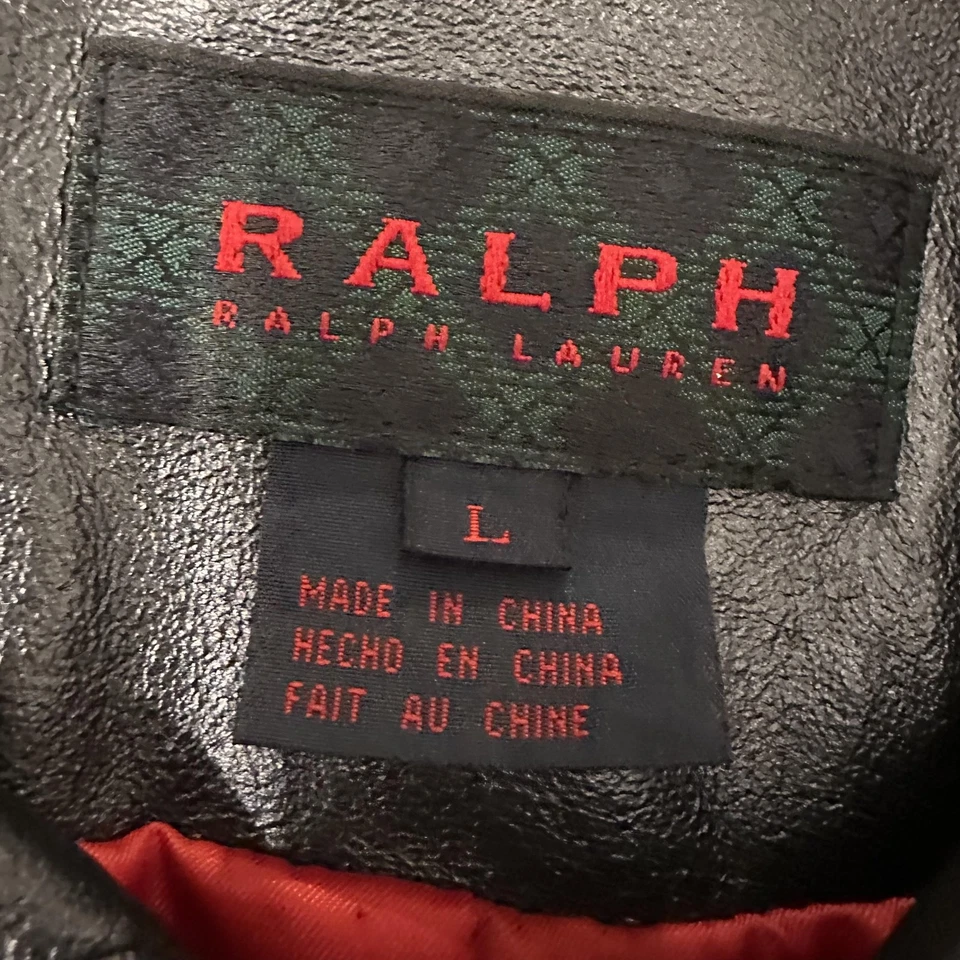 Ralph Lauren Jacket Mens Large Black 100% Leather Trucker Button Front - Image 3 of 4