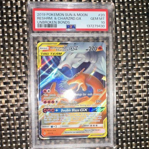 The Pokemon Company 2019 Unbroken Bonds Reshiram & Charizard GX 20/214 PSA 10