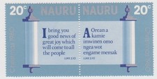 (NA149)1980 NauruChristmas 20c& 30cjoined pairsow228-31
