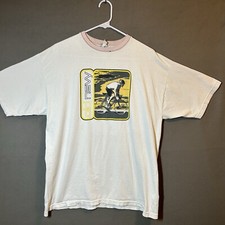 VINTAGE Old Navy Bike T-Shirt Adult L White 90s USA Made Cotton Tag