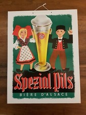 Rare carton publicitaire Spezial Pils bière d'alsace neuf de stock époque 1950 