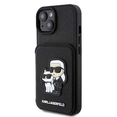 Karl Lagerfeld Saffiano Card Slot StKarl Choupette Hülle Für iPhone 15 Schwarz