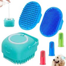 3PCS Dog Bath Brush  Dog Shampoo Brush  Dog Scrubber for Bath Blue Blue Blue 