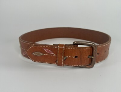 Gap Women s Leather Embroidered Belt, Boho, Hippie, Retro Sz 28 Cuir Veritable.
