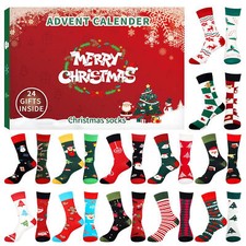 Christmas 24 Days Of Socks 2024 Countdown Calendar Cotton Floor Socks Gifts