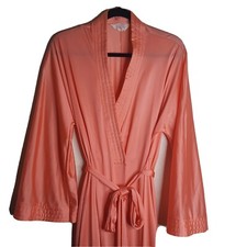 Vtg VANITY FAIR Wrap Peignoir Robe Size L Orange Antron Nylon Made in USA