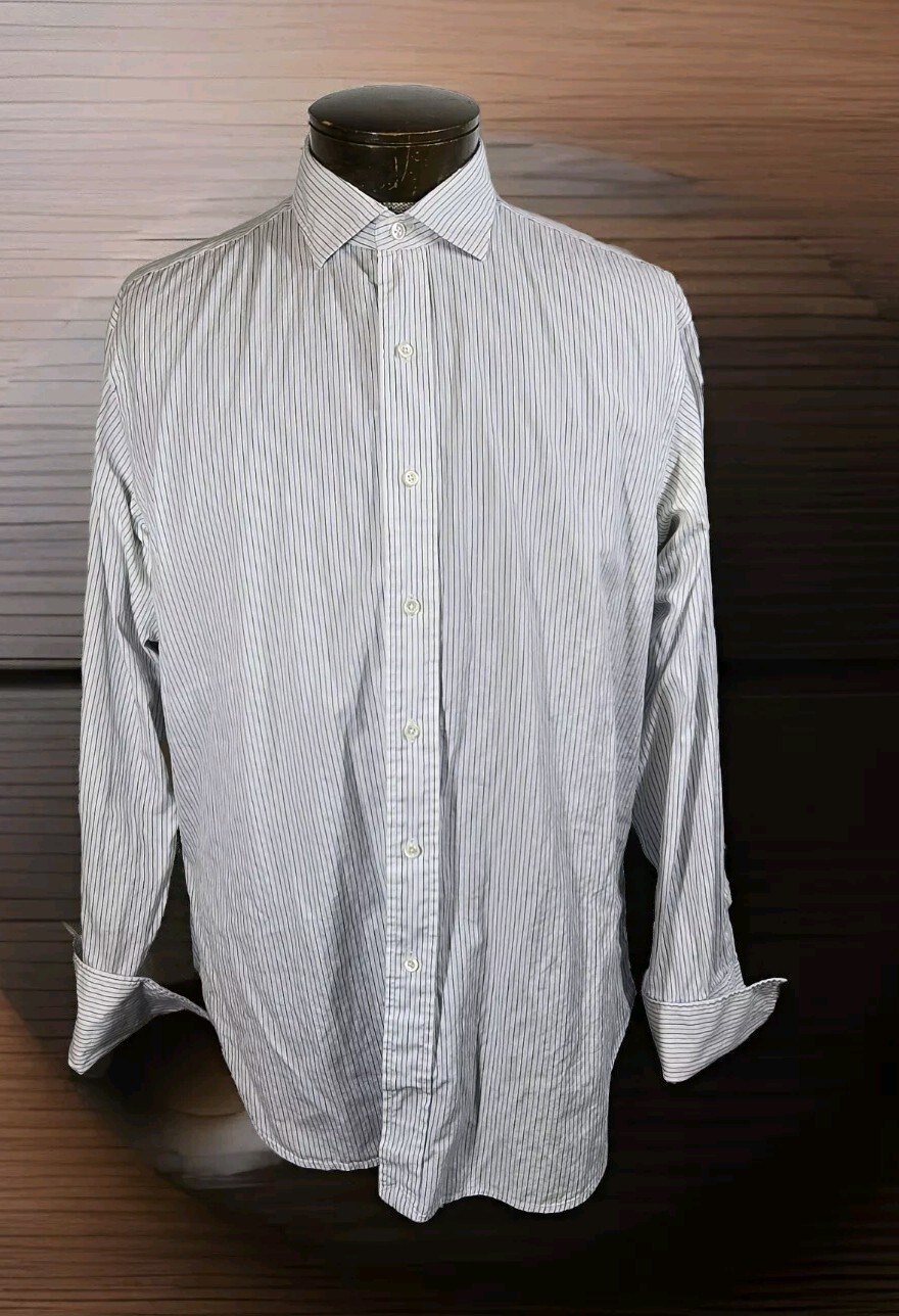 Polo Ralph Lauren Shirt Mens 17-35 Estate Button Up Preppy Vintage French Flaw