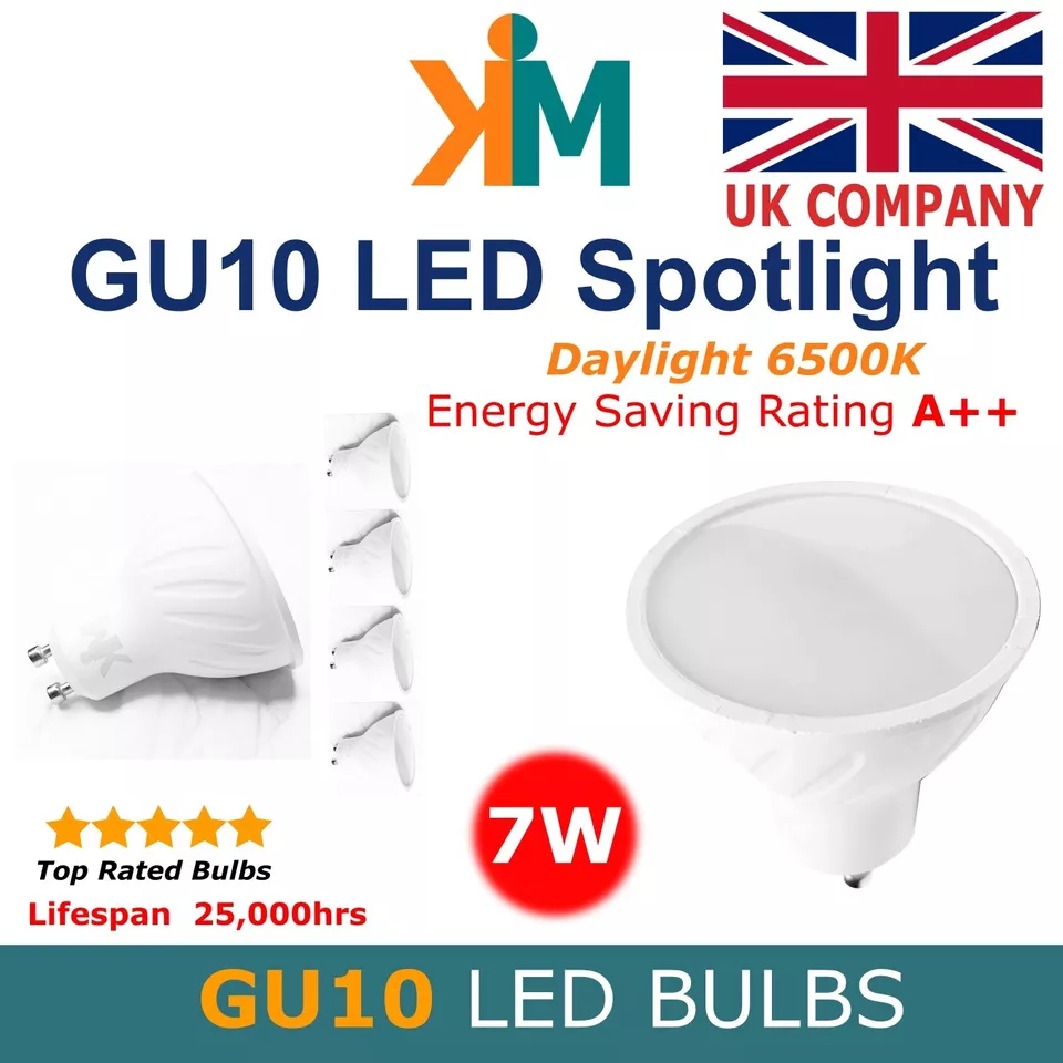GU10 LED Light Bulbs Energy Saving Spotlight 7W Cool White 220–240V 4000K /6500K - Image 2 of 4