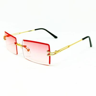 Occhiali da sole uomo donna senza montatura oro lenti rosa Pif wear  Elegance 2 | eBay