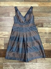 Nine West Women's Multi-Color Metallic Sleeveless Pleated Pocket Dress Size 4