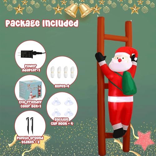 6FT Hanging Christmas Inflatables Decorations, Inflatable Santa Claus