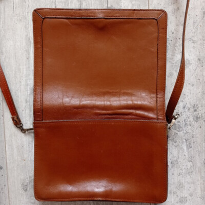 Sac à Main Vintage Années 60 En Cuir Marron, Bandoulière Ou épaule - Occasion
