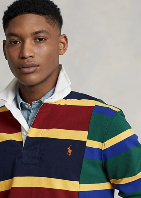 rugby ラルフローレン RALPH LAUREN POLO ICONIC RUGBY SHIRT NAVY BLUE/YELLOW