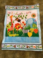 Handmade Jungle Animals Baby Quilt, Approx 34"x42"