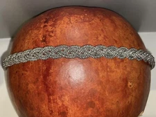 Braided Silver Tone Chain Headband Hairband Elastic Band Back Or Necklace