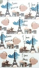 KASSAFINA WHITE,PINK "I LOVE PARIS",EIFFEL TOWEL,HEART COTTON BATH,HAND TOWEL