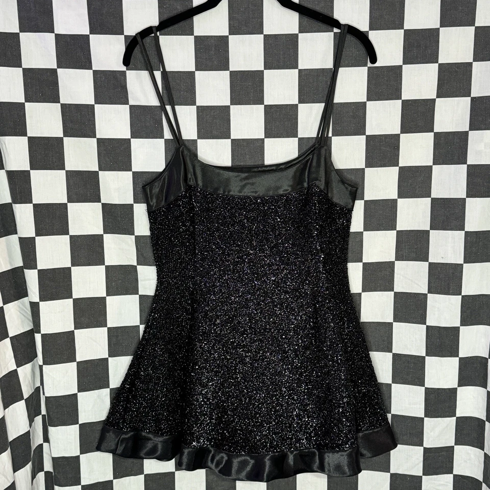 Mini Vestido de Colección Años 80 VICTORIA'S SECRET Negro Metal METÁLICO Sin Mangas LBD NYE y2k P S Foto 2 de 4