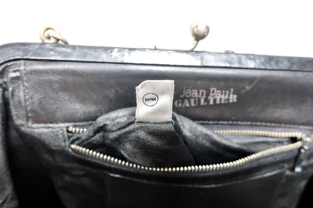 Vintage JEAN PAUL GAULTIER Metal Panel Black Leather Frame Vintage JEAN PAUL GAULTIER Metal Panel Black Leather Frame