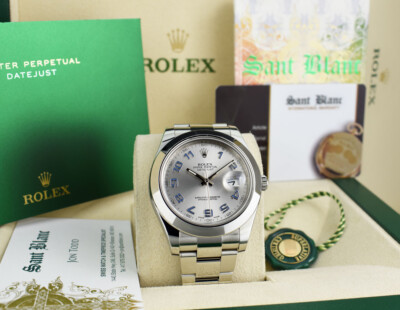 ROLEX Mens 41mm Stainless Steel DateJust II Silver Arabic 116300
