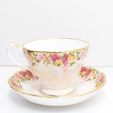 Peach Damask by Royal Albert ~ Beautiful Footed Cup & Saucer Set