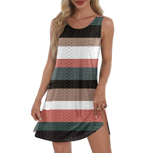 Women's Casual Sundress With Pockets Summer Boho Beach Dress T-Shirts Dress V - Picture 10 of 45