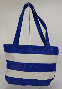 blue and white striped purse