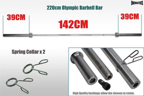 Total 136kg - 220cm Olympic Barbell Weight Set - Rubber Coated Weight Plate - Picture 6 of 6