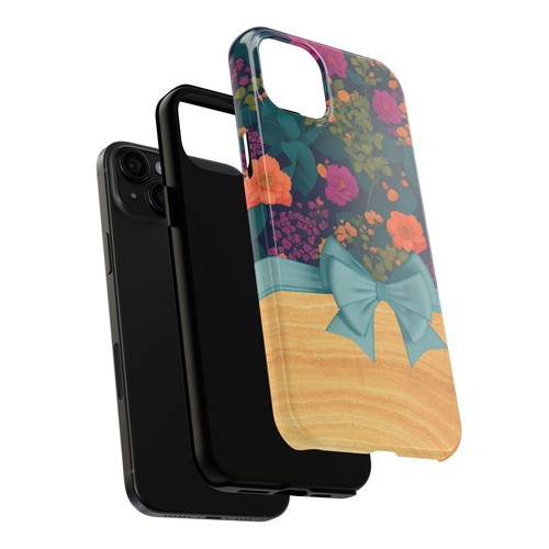Boho Blue Teal Floral, Wood Footer Tough Phone Case for Iphone Samsung Galaxy - 第 26/108 張圖片