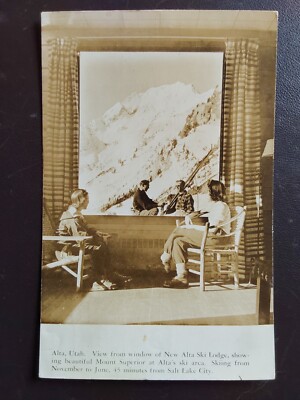 ALTA SKI RESORT,  UT * WINDOW VIEW from ''NEW'' LODGE POSTMARKED SANDY, UT 1946