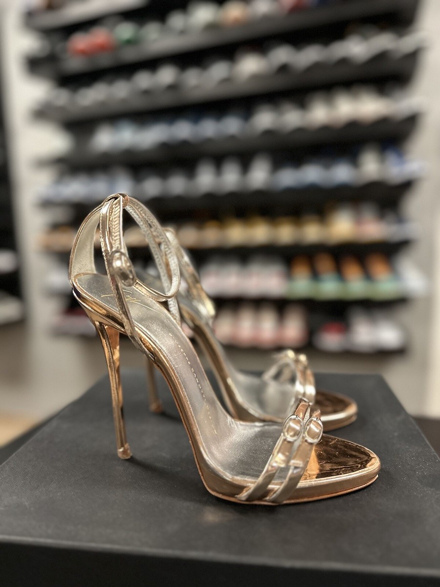 Size 37.5 - Giuseppe Zanotti Three Strap Sandal Heel Rose