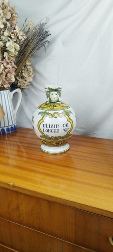Pichet à Pharmacie "Elixir de Longue Vie" en Faïence à Visage Anthropomorphe - Foto 2 di 10