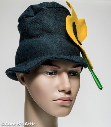 Clown Hat Black Soft Cloth Hobo Top Hat 