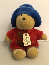 Paddington Bear Stuffed Toy 9" Eden Red Coat Blue Hat Clean