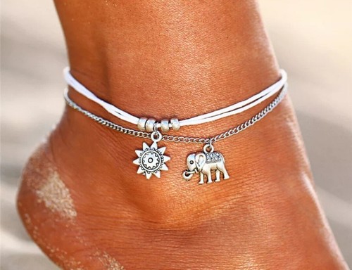 Cavigliera Il Sole Argento Sterling 925 Placcato Piede Catena Boho Beach Perline - Foto 9 di 13
