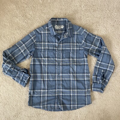 Helix Men's Blue Cotton Long Sleeve Plaid Button-Down Shirt Size XL