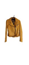 Leather Biker Jacket Women's Us-medium, Handmade In Mexico, Pumpkin/mustard...