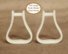 HORSING AROUND Large Traditional 1:8 Model Scale WESTERN STIRRUPS - White Resin