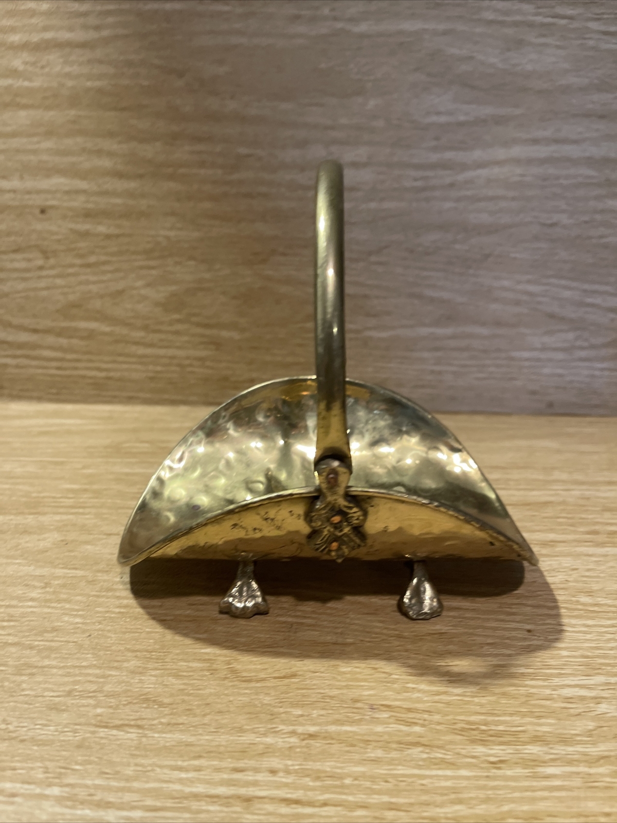 Vintage Gold Metal Hammered Open Ended Basket BS3 Actutun