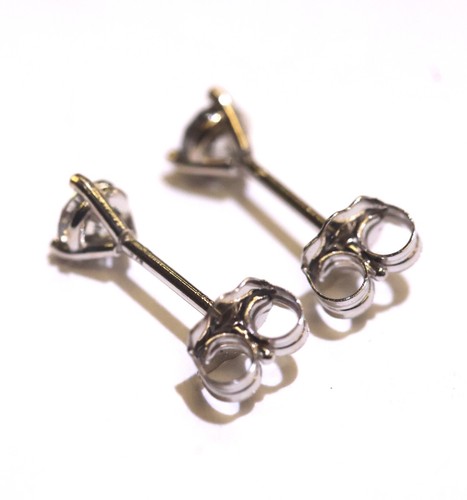 New 14k white gold .34ct I1 I 3 prong round diamond stud earrings NATURAL SMALL - Imagen 6 de 6