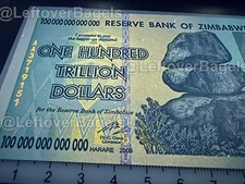Zimbabwe One 100 Trillion Dollar Bill Banknote Money UNC Currency Hyperinflation