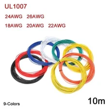UL1007 Flexible Stranded Electronic Wire 18 20 22 24 26AWG PVC Cable 10 Meters