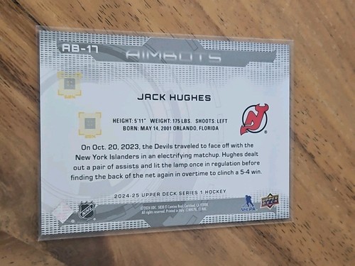 2024-25 UD AIMBOTS - Jack Hughes #AB-17 New Jersey Devils - Bild 2 von 2