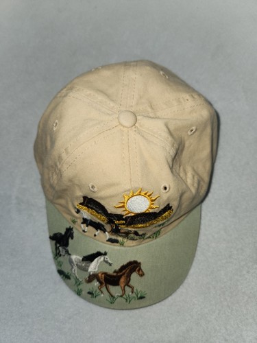 Y2k Embroidered Horses Hat Cap Adjustable Closure Vintage Pony Equestrian Fox - Picture 3 of 8