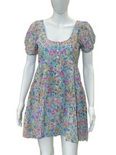 LoveShackFancy Women's Runa Floral Printed Tiered Cotton Mini Short Dress S 4