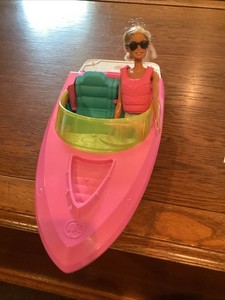 Barbie Speed Boat 2020 GRG29 With 2019 Barbie Doll Pre Owned