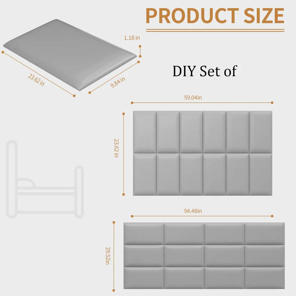 Cabeceros Panel de Pared para Completo, Queen y King - - Sartén Tapizada 3D Adhesiva... Foto 4 de 4