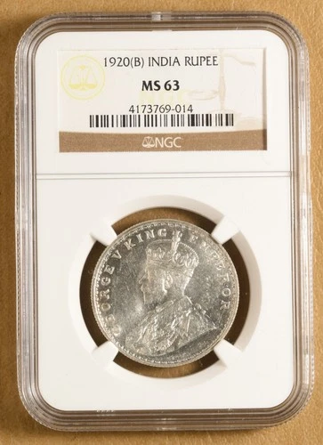 1920 B British India Rupee NGC MS63