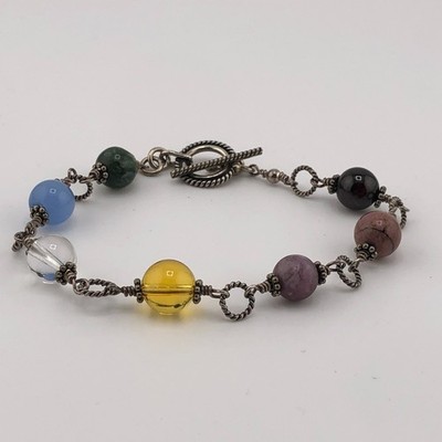 Perlenarmband mehrfarbig Perlen mit Knebel Festival Boho Hippie Retro