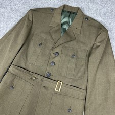 Marine Shop Alpha Coat Mens 46 Long Green Gabardine Wool Military Field Jacket